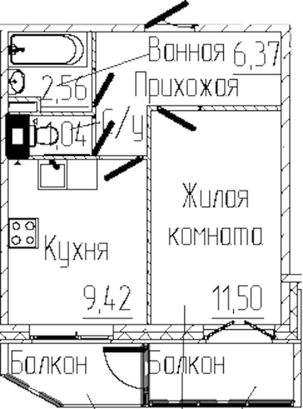 1-комнатная квартира 32.81 м², 3/6 эт., ЖК «SERTOLOVO PARK»